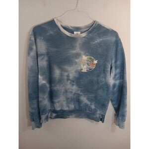 Disney Lilo & Stitch Tie Dye Blue Hawaiin Pullover Sweatshirt Size M